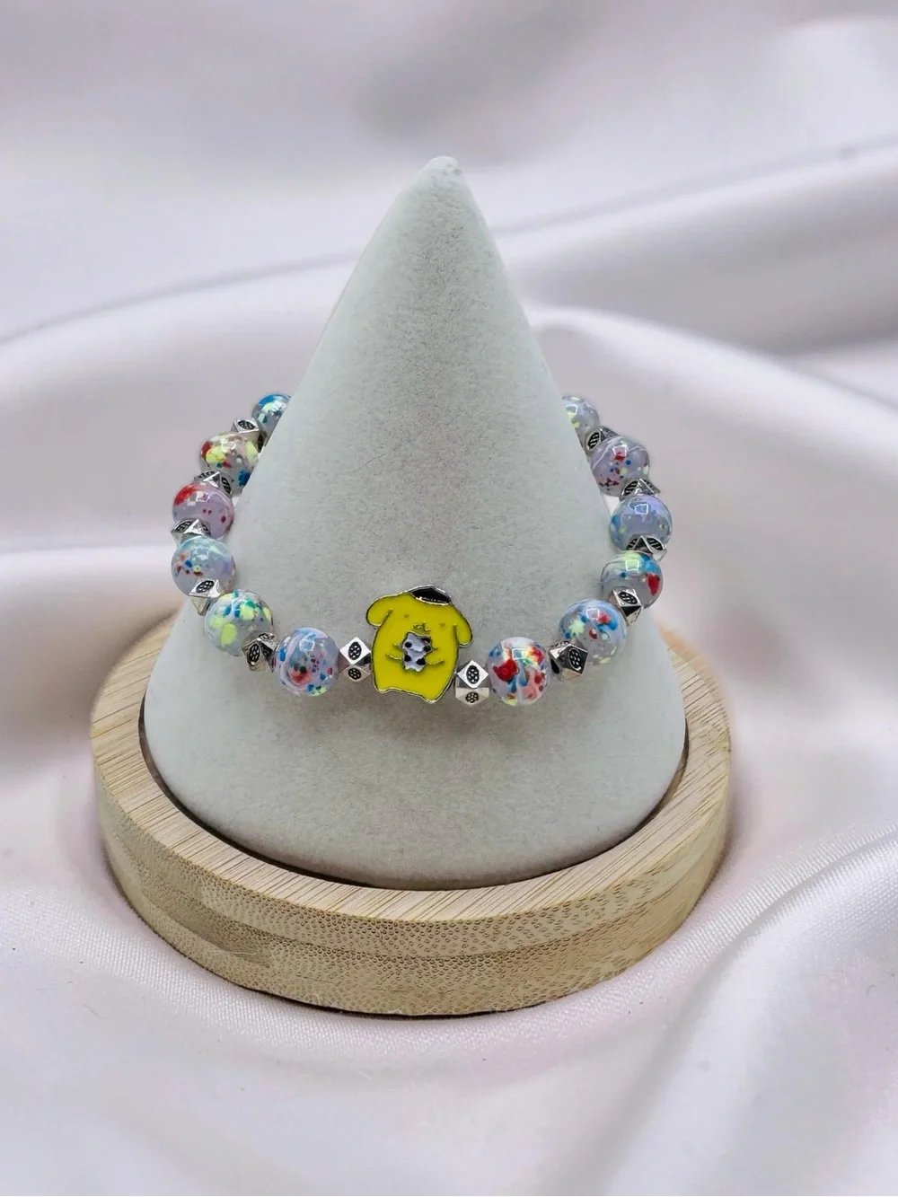 Colorful Beaded Stretch Pompompurin Charm-Bracelet